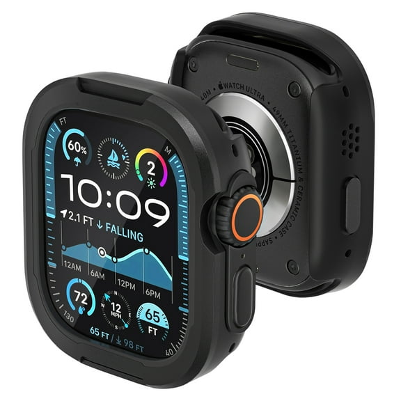 Dteck Metal Rugged Case Compatible with Apple Watch Series 10 46mm, Aluminum with TPU Shockproof Protective Bumper Cover for iWatch 46mm,Black