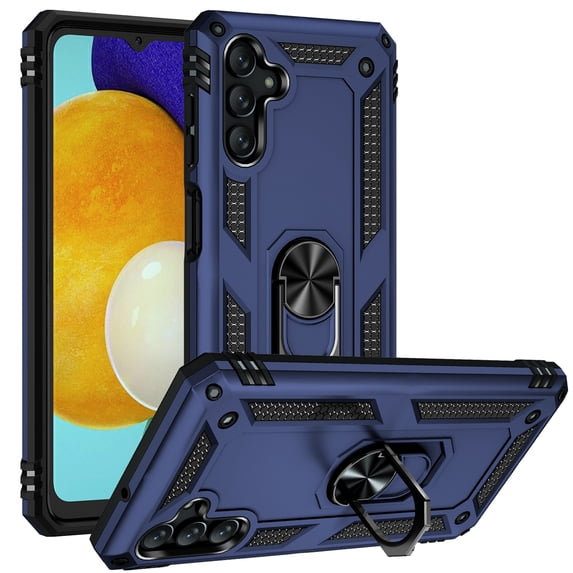 Dteck Military Grade Drop Impact for Samsung Galaxy A25 5G Case 360 Degrees Metal Rotating Ring Kickstand Holder Armor Heavy Duty Shockproof Cover for Galaxy A25 5G,Blue