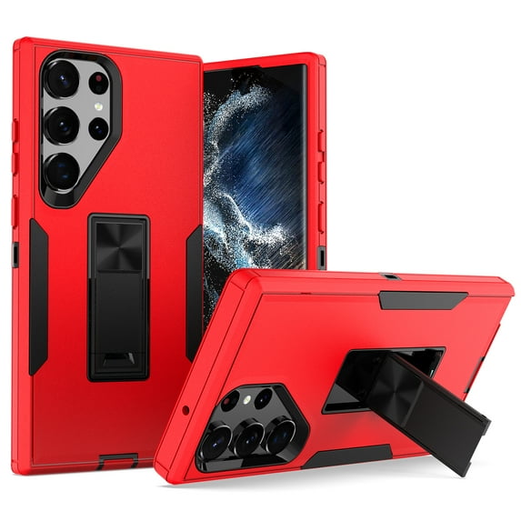 Dteck for Military Grade Drop Protection Case for Samsung Galaxy S23 Ultra, Heavy-Duty Hybrid Rugged Full Body Magnetic Mount Holder Kickstand Shockproof Phone Cover, Red+Black