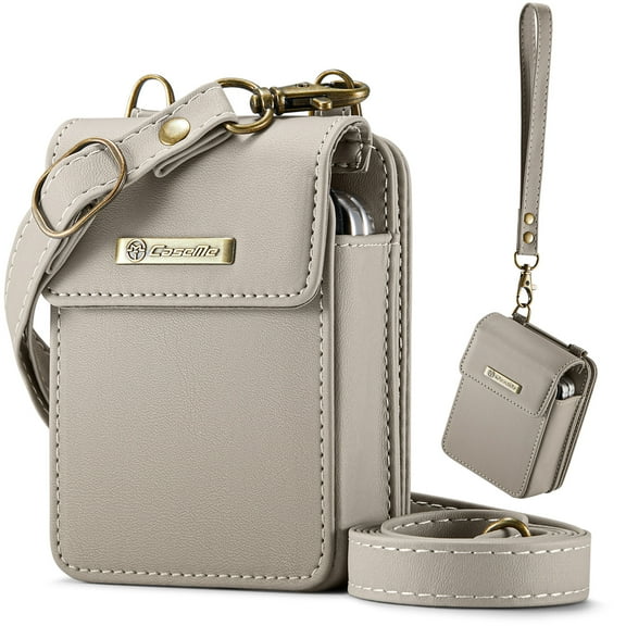 Dteck Mini Bag for Samsung Galaxy Z Flip 6/5/4/3, Crossbody Wallet with RFID Blocking Card Holder for Motorola Razr 2024, Universal Earphone Bag for AirPods / Galaxy Buds 3 Pro,Gray