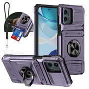 Dteck for Motorola Edge 2024 Case with Lanyard & Phone Tether Tab, Military Grade Drop Protection agnetic Ring Holder Kickstand Protective Phone Case for Moto Edge 2024,Violet