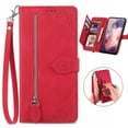 thumbnail image 1 of Dteck for Motorola Edge (2024) Case Wallet with Card Holder Slots & Zipper Pocket, Embossed PU Leather Flip Cover with Wrist Strap for Mote Edge 2024,Red, 1 of 6