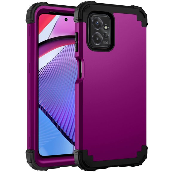 Dteck for Motorola G Power (2023) Armor Case, 3 in 1 Heavy Duty Shockproof Hybrid Hard PC Soft Rubber Drop Protection Slim Fit Hybrid Protective Cover Case, purple
