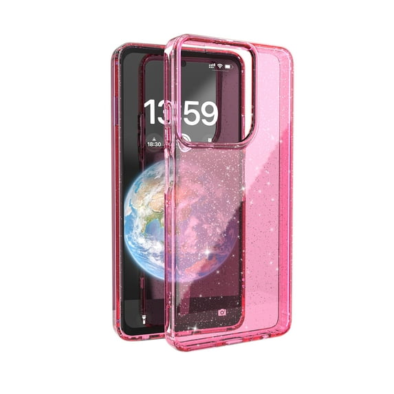 Dteck for Motorola G Power 5G 2025 Glitter Case, Bling Sparkle Soft TPU Hard PC Anti-Scratch Shockproof Protective Phone Bumper Women Girls Cute Slim Phone Case, Pink