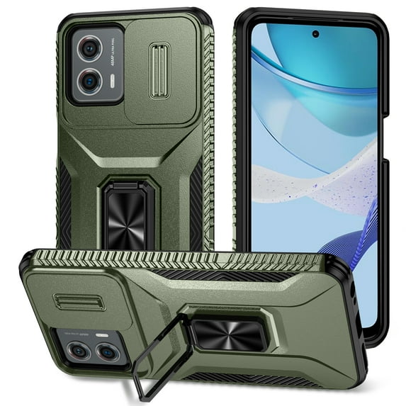 Dteck for Motorola Moto G Play 2024 Case with Camera Protection Sliding Cover, Military Grade Drop Protection Rugged Shockproof Cover with Kickstand for Moto G Play 4G 2024,Green