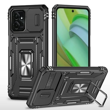 Dteck for Motorola Moto G Power 2023 Case with Slide Lens Cover, Heavy Duty Magnetic Rotated Ring Kickstand Military Grade Shockproof Protective Cover for Motorola Moto G Power 2023,black