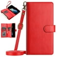 thumbnail image 1 of Dteck for Motorola Moto G Power 5G 2025 Wallet Case with Card Holder Zipper Pocket, 8 Card Slots PU Leather Flip Folio Case with Crossbody Strap Wristlet Lanyard,Shockproof TPU Inner Shell,Red, 1 of 6