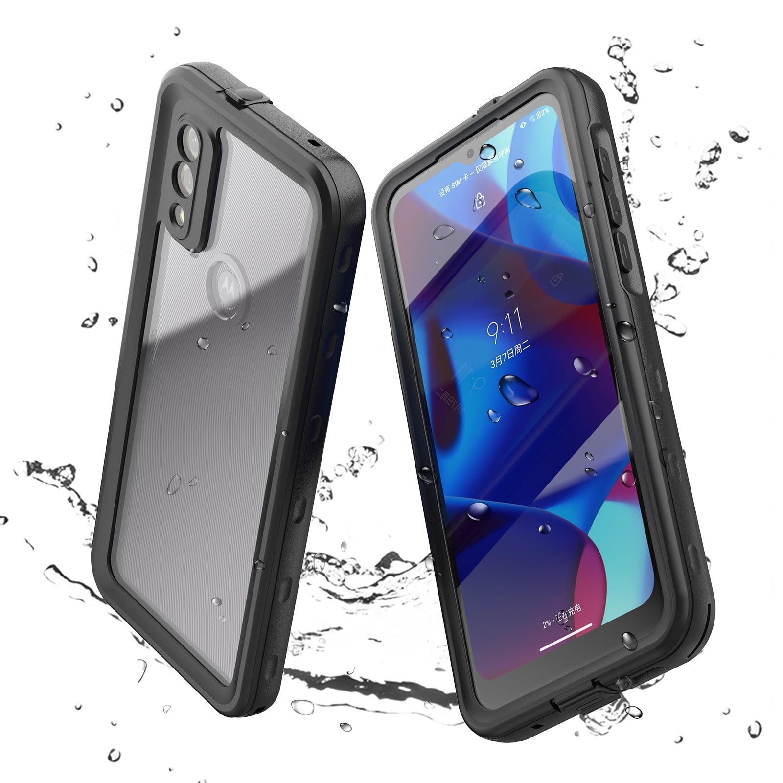 Dteck for Motorola Moto G Pure Case with Built-in Screen Protector Waterproof IP68 Underwater Full Body Protection Shockproof Phone Case with Clear Back for Moto G Pure