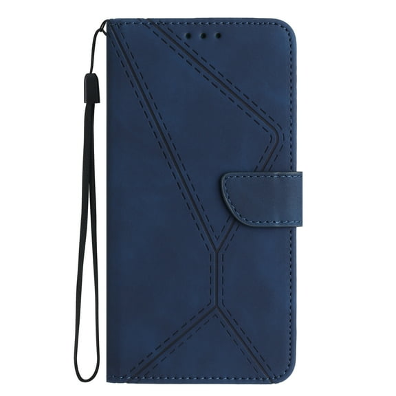 Dteck for Motorola Moto G Stylus 2022 (Not for 5G) Magnetic Wallet Case, Shockproof Card Holder Kickstand Flip Embossed Spliced Lanyard Protective Soft PU Leather Cover, darkblue