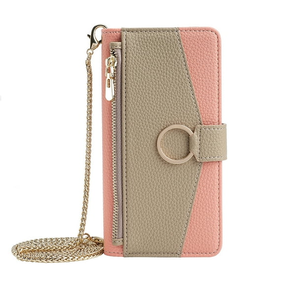 Dteck for Motorola Moto G Stylus 2023 Case with Card Holder for Women, Moto G Stylus 4G 2023 Phone Case Zipper Purse with Metal Chain Strap Crossbody,Pink