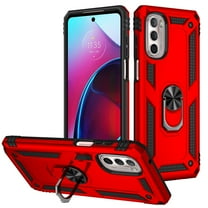 Dteck Motorola Moto G Stylus 5G 2022 Case, Military-Grade Metal Ring Kickstand 15ft Drop Tested Shockproof Heavy Duty Protective Magnetic Stand Cover,Red