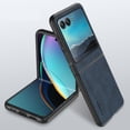 thumbnail image 1 of Dteck for Motorola Moto Razr (2024) / Razr 50 Slim Back Case, Luxury Shockproof Business Retro Premium PU Leather Hybrid Case Cover, Anti-Drop Protective Cover with Lens Protection,Navyblue, 1 of 8