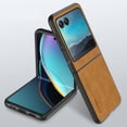 thumbnail image 1 of Dteck for Motorola Moto Razr (2024) / Razr 50 Slim Back Case, Luxury Shockproof Business Retro Premium PU Leather Hybrid Case Cover, Anti-Drop Protective Cover with Lens Protection,Brown, 1 of 8