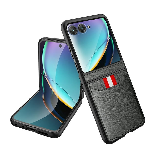 Dteck for Motorola Razr 2024 Case with Builtin Screen Protector, Razr Plus Wallet Case with
