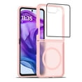 thumbnail image 1 of Dteck for Motorola Razr+ 2025 Case with Front Screen Protector, for Razr Plus 2024/2025 Magnetic Phone Case Compatible with MagSafe, Slim Rubber Bumper Frosted Back Shockproof Case,Pink, 1 of 5