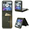 thumbnail image 1 of Dteck for Motorola Razr+ 2024 Wallet Case with Card Holder, Hard PC + PU Leather Wallet 3 Card Slots Full Body Anti-Scratch Protective Phone Case Cover for Motorola Moto Razr 50 Ultra, Green, 1 of 4