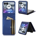 thumbnail image 1 of Dteck for Motorola Razr+ 2024 Wallet Case with Card Holder, Hard PC + PU Leather Wallet 3 Card Slots Full Body Anti-Scratch Protective Phone Case Cover for Motorola Moto Razr 50 Ultra, Blue, 1 of 4