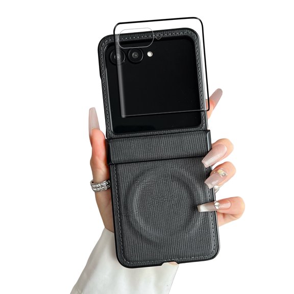 Dteck for Motorola Razr 2025/2024 Case with Hinge Protection & Front Screen Protector, Shockproof Rugged Full Body Protective Phone Case for Moto Razr 2025,Black