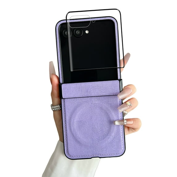 Dteck for Motorola Razr 2025/2024 Case with Hinge Protection & Front Screen Protector, Shockproof Rugged Full Body Protective Phone Case for Moto Razr 2025,Purple
