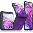 thumbnail image 1 of Dteck for Motorola Razr 2025 Case with Built-in Screen Protector, Hinge Protection, Ultra Thin PU Leather Matte PC Shockproof Phone Cover for Moto Razr Ultra 2025/2024,Purple, 1 of 6