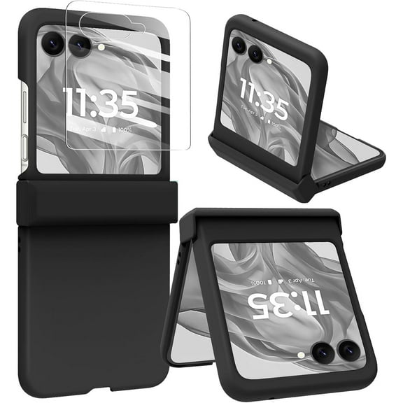Dteck for Motorola Razr 2025 Case with Hinge Protector & Screen Protector, Slim Durable Shockproof Full Body Protective Phone Cover Case for Moto Razr 2025/2024,Black