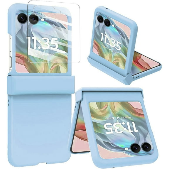 Dteck for Motorola Razr 2025 Case with Hinge Protector & Screen Protector, Slim Durable Shockproof Full Body Protective Phone Cover Case for Moto Razr 2025/2024,Light Blue