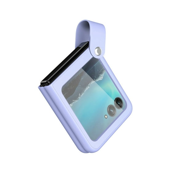 Dteck for Motorola Razr 40 Ultra 2023 Case, Motorola Razr+ Case, Luxury Hand Strap Faux Leather Folding Shockproof Hard Protective Slim Fit Cover, Purple