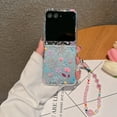 thumbnail image 1 of Dteck for Motorola Razr Plus 2025 Case with Strap Bracelet Chain, Lightweight Cute Stylish Anti Yellowing Clear Hard PC Shockproof Cover,Embroidered Flowers, 1 of 4