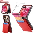 thumbnail image 1 of Dteck for Motorola Razr Plus 2025 Case with Tempered Glass Screen Protector, Wallet Case for Moto Razr+ 2025/2024 with Card Holder, PU Leather Phone Cover with Ring Finger,Orange, 1 of 8