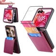 thumbnail image 1 of Dteck for Motorola Razr Plus 2025 Case with Tempered Glass Screen Protector, Wallet Case for Moto Razr+ 2025/2024 with Card Holder, PU Leather Phone Cover with Ring Finger,Purple, 1 of 8