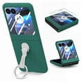 thumbnail image 1 of Dteck for Motorola Razr Ultra 2025 Case with Built-in Screen Protector, Metal Ring Holder Stand Shockproof Slim Hard PC Protective Phone Cover for Moto Razr Ultra 2025,Dark Green, 1 of 8