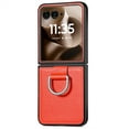 thumbnail image 1 of Dteck for Motorola Razr Ultra 2025 Case with Ring, Luxury Premium PU Leather Protective Phone Case Full Coverage Bling Diamond Ring Case for Motorola Moto Razr 60 Ultra 2025, Orange, 1 of 9
