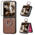 thumbnail image 1 of Dteck for Motorola Razr Ultra 2025 Case with Screen Protector and Ring Grip, Shockproof Protective Phone Thin Cover for Moto Razr Ultra 2025 /Razr 60 Ultra,Brown, 1 of 5