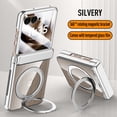 thumbnail image 1 of Dteck for Motorola Razr Ultra 2025 Case ,Slim Non-Yellowing Case Compatible with MagSafe 360° Rotatable Ring Stand Electroplated PC Hinge Protection Built Front Screen Protector Clear Cover,Silver, 1 of 9