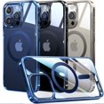 thumbnail image 1 of Dteck Official Color Match for iPhone 15 Pro Max Case, Compatible with MagSafe, Non-Yellowing Clear Plating Bumper Shockproof Strong Magnetic Cover for iPhone 15 Pro Max,Blue, 1 of 6