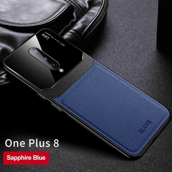 Dteck OnePlus 8 Case, Silicone Leather [Slim Thin] Flexible TPU Shockproof Hybrid Rubber Glass Camera Protective Case Shock Absorption Cover for OnePlus 8 Cover, blue