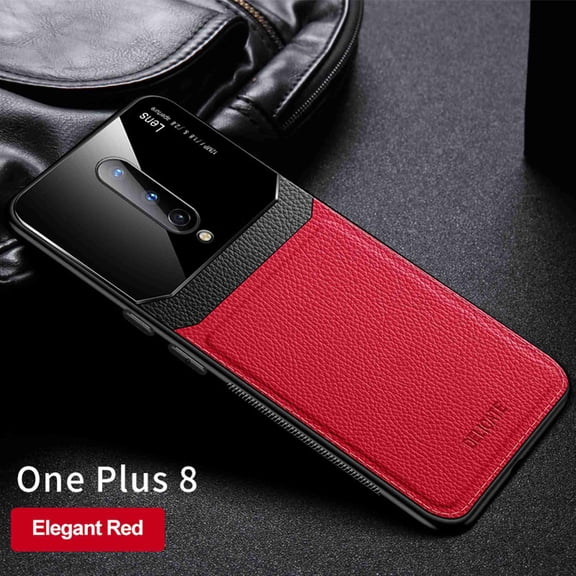 Dteck OnePlus 8 Case, Silicone Leather [Slim Thin] Flexible TPU Shockproof Hybrid Rubber Glass Camera Protective Case Shock Absorption Cover for OnePlus 8 Cover, red