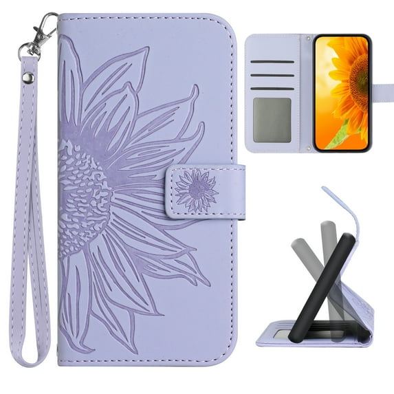 Dteck for OnePlus 9 Pro Case Wallet for Women Men Durable Embossed PU Leather Magnetic Folio Flip Stand Wrist Strap Card Holder Shockproof Phone Case,Light Purple