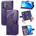 thumbnail image 1 of Dteck for OnePlus Nord N200 5G 2021 Released Embossed Butterfly Flower Premium PU Leather [Folio Flip][Kickstand][Card Slots][Wrist Strap] Cover, Darkpurple Butterfly, 1 of 6