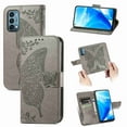 thumbnail image 1 of Dteck for OnePlus Nord N200 5G 2021 Released Embossed Butterfly Flower Premium PU Leather [Folio Flip][Kickstand][Card Slots][Wrist Strap] Cover, Gray Butterfly, 1 of 6