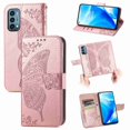 thumbnail image 1 of Dteck for OnePlus Nord N200 5G 2021 Released Embossed Butterfly Flower Premium PU Leather [Folio Flip][Kickstand][Card Slots][Wrist Strap] Cover, Rosegold Butterfly, 1 of 6