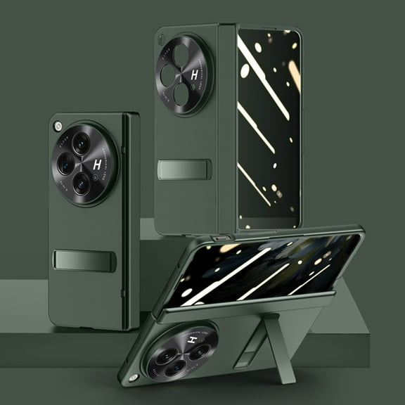 Dteck for OnePlus Open Case with Built-in Privacy Screen Protector, Hinge Protection Shockproof Full Body Protective Cover with Hidden Kickstand for OnePlus Open 2023,Green