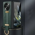 thumbnail image 1 of Dteck for OnePlus Open Case with Hand Strap Holder, Shockproof Premium PU Leather Slim Flip Protective Case Adjustable Wristband Stand Ring Cover, darkgreen, 1 of 6