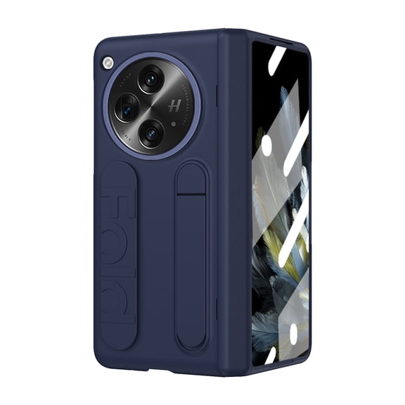 Dteck for OnePlus Open Case with Hinge Protection, with Built-in Screen Protector Full Body Shockproof Protective Case with Kickstand Wristband for OnePlus Open,Blue