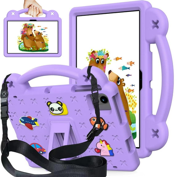 Dteck for Onn 10.1" Tablet (2024 Model 100135925) Case for Kids, Children Friendly EVA Shockproof Handle Stand Shockproof Tablet Cover with Shoulder Strap for Boys Girls,Purple