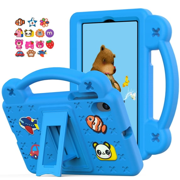 Dteck for Onn 7 inch Tablet Case (2024 Model) 100135924, with 14 Dolls DIY Figures Handle Stand, Kids EVA Shockproof Cover for Walmart Onn 7" Tablet Gen 4 2024,Skyblue