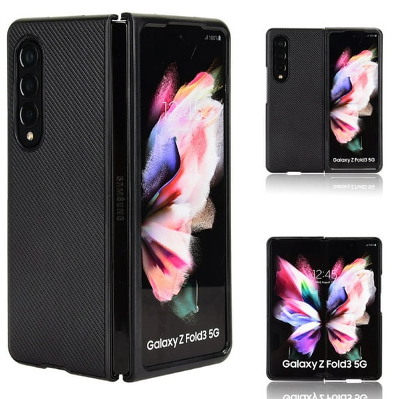 Dteck PU Leather Case for Samsung Galaxy Z Fold 3 Ultra Slim Thin Shockproof Anti-Scratch Full Body Protective Case for Samsung Galaxy Z Fold 3,Black