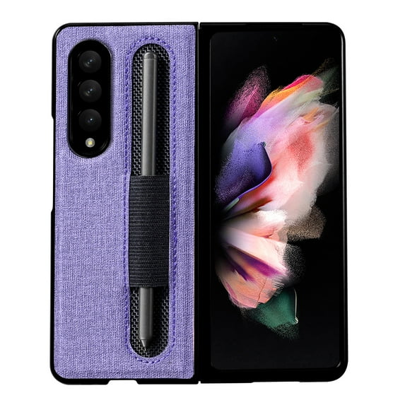 Dteck PU Leather Case for Samsung Galaxy Z Fold 4 with Crad Slot Stylus Pen Slot Shockproof Filp Case for Samsung Galaxy Z Fold 4 7.6 inch,Purple