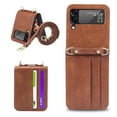 thumbnail image 1 of Dteck PU Leather Crossbody Phone Case for Samsung Galaxy Z Flip 4 2022(6.7 inch), Scratch-Resistant Wallet Back Card Slots Detachable Lanyard Cover for Galaxy Z Flip4 5G, Brown, 1 of 6