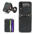 thumbnail image 1 of Dteck PU Leather Crossbody Phone Case for Samsung Galaxy Z Flip 4 2022(6.7 inch), Scratch-Resistant Wallet Back Card Slots Detachable Lanyard Cover for Galaxy Z Flip4 5G, Black, 1 of 6
